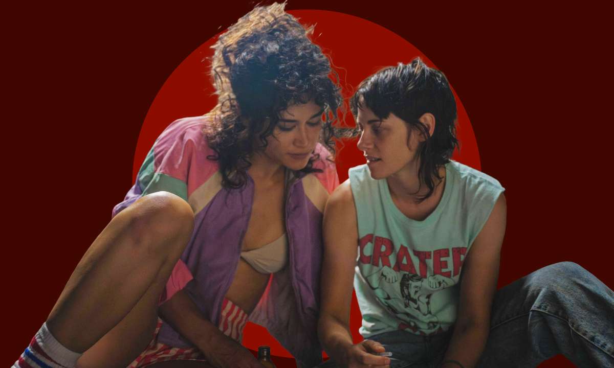 โLove Lies Bleedingโ (2024) starring Kristen Stewart as Lou and Katy O Brian as Jackie.
