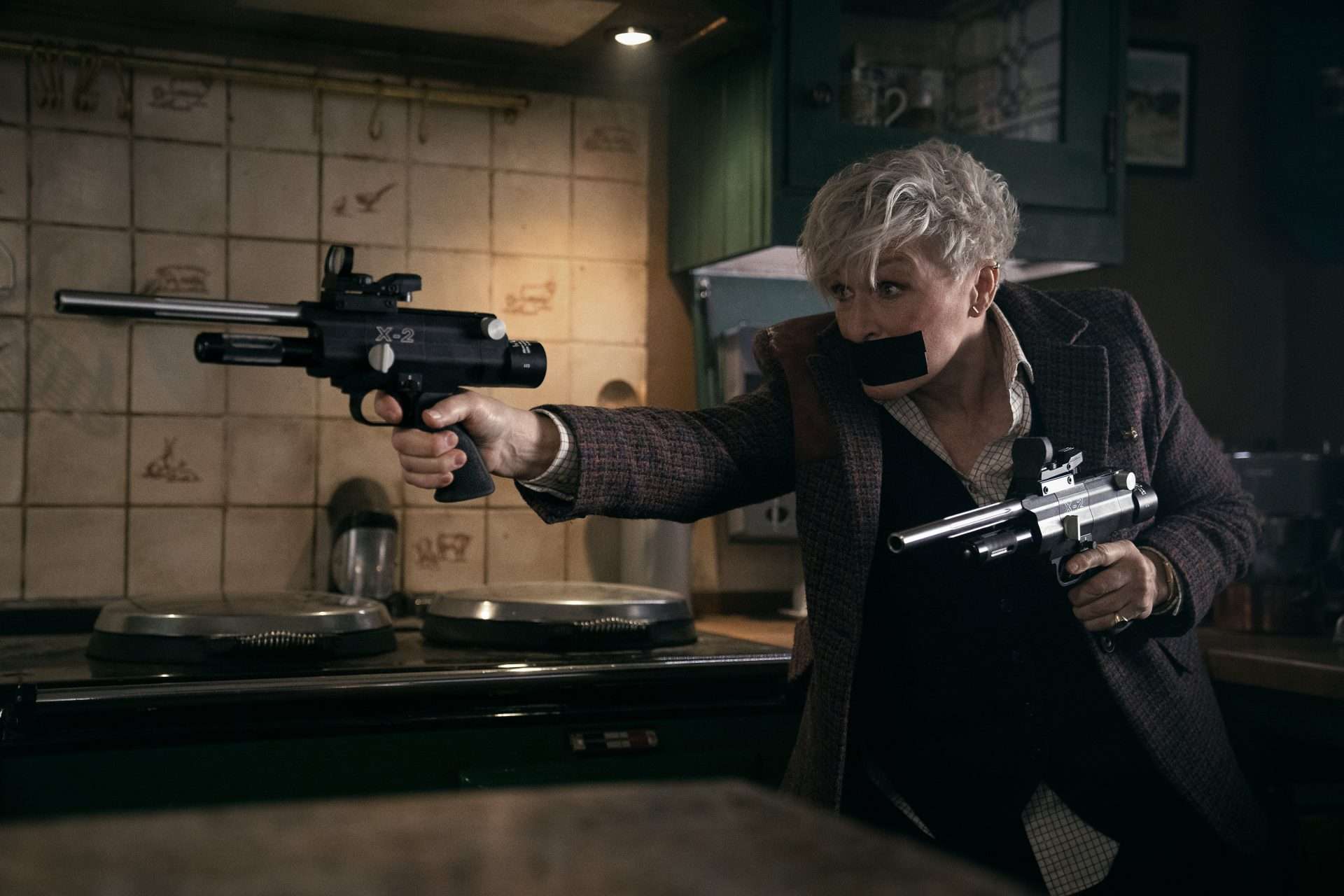 Back In Action. Glenn Close as Ginny in Back In Action. Cr. John Wilson/Netflix © 2024.